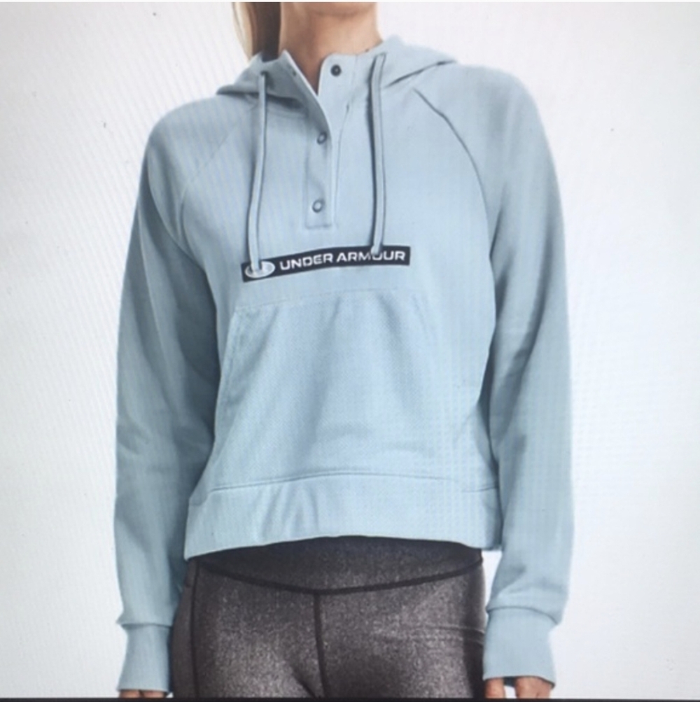 ❤️‍🔥 Under Armour Women's XL Light Baby Blue Snap Button Up Hooded Sweatshirt